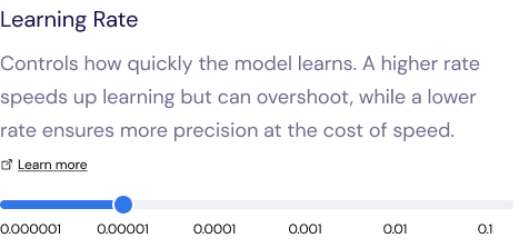 Slider Input for Learning Rate