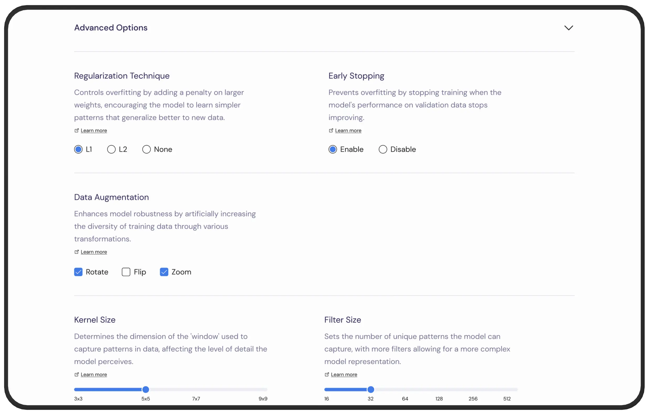 Visual Brain - Advanced Fine Tuning Screen