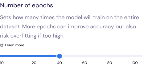 Slider Input for Number of Epochs